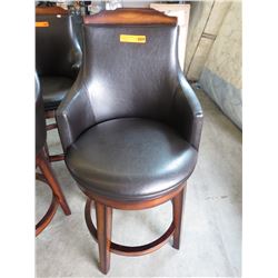 NEW - Leather swivel bar stool with solid back