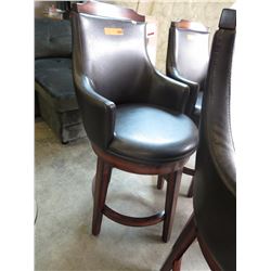 NEW - Leather swivel bar stool with solid back