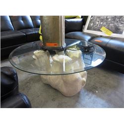 Round Glass Top Table with Polar Bear Base