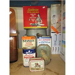 7 Vintage containers - Most are tin