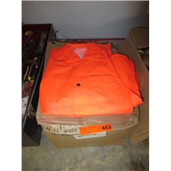 Case of orange plastic raincoats - new