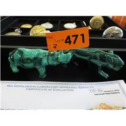 Malachite Hippo & Jaguar statuettes