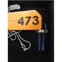 Sterling Silver set Amethyst crystal pendant