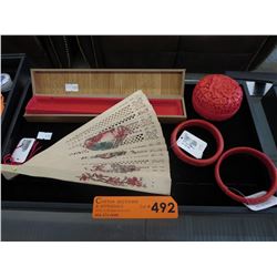 Collection of new Oriental fan & bracelets