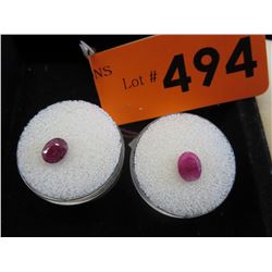 2 Faceted mined Ruby gemstones - 1.5 CT each