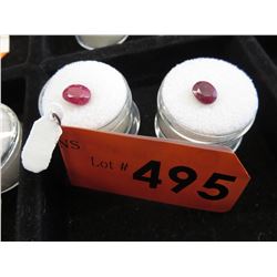 2 Faceted mined Ruby gemstones  - 2 CT  & 1.5 CT