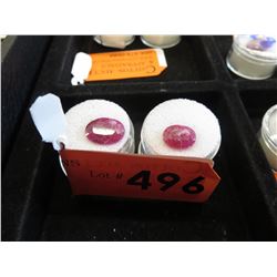 2 Faceted mined Ruby gemstones - 6 CT  & 6.5 CT