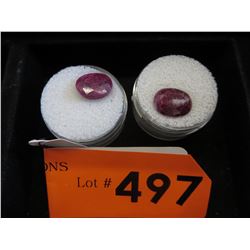 2 Faceted mined Ruby gemstones  - 6.75 CT each