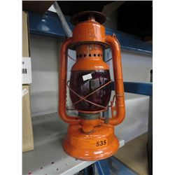 Vintage City of Vancouver oil lamp with red shade