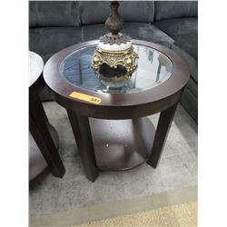 NEW - Round Side Table with Glass Insert Top