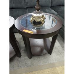NEW - Round Side Table with Glass Insert Top