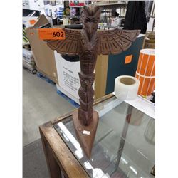 Hand carved wood totem signed "Chief Seagull"