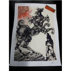 Print of Salvador Dali's woodblock "Cerebus"