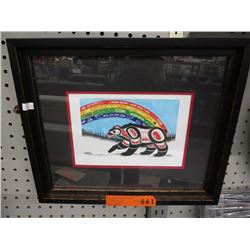 Framed Richard Shorty print "Rainbow Bear"
