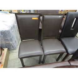 2 x NEW Dining Chairs with Leather Seat & Back