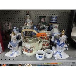 24 Pieces of glazed Oriental dishes & vases