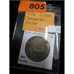 1936 Canadian Silver dollar