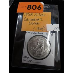1958 Canadian Silver dollar