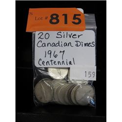 20 Silver Canadian Dimes - 1967 Centennial