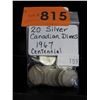 Image 1 : 20 Silver Canadian Dimes - 1967 Centennial