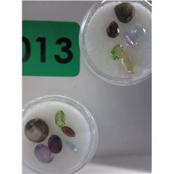 2 Gem jars: Assorted cut various gemstones