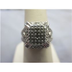 Diamond cluster ring set in sterling silver