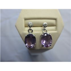 Amethyst dangle earrings set with 2 Diamonds