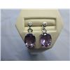 Image 1 : Amethyst dangle earrings set with 2 Diamonds