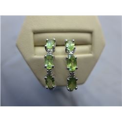 New 1.35 CTW Peridot Earrings set with 4 Diamonds