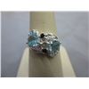 Image 1 : Blue Topaz & Garnet ring set with 2 Diamonds