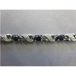 Oval cut Blue Sapphire Tennis Bracelet
