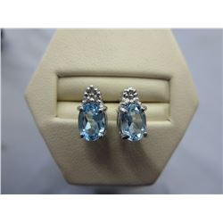 Brand New Oval Cut Blue Topaz Stud Earrings