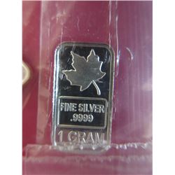 4 x .999 Silver bullion CDN Maple Leaf bars