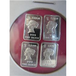 4 x .999 Silver bullion Queen Elizabeth bars