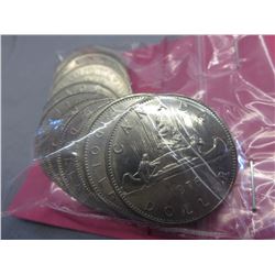10 Old Canada $1 coins - various years