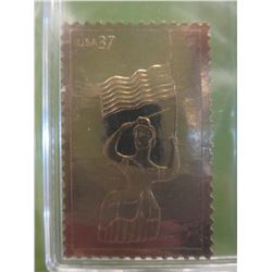 37 Cent American stamp with 22KT gold covering