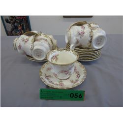 9 Royal Albert "Dimity Rose" Teacup & Saucer sets