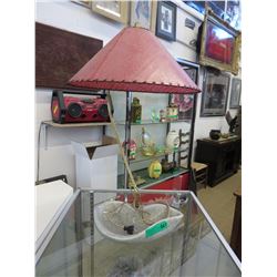 Vintage goose neck lamp w/ glazed ceramic base