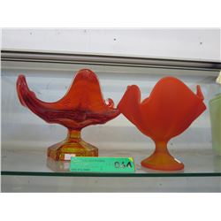 Vintage orange glass centerpiece dishes
