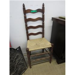 Vintage wood chair with rope seat