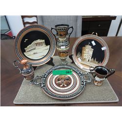 Vintage enameled copper souvenir ware - 6 pcs