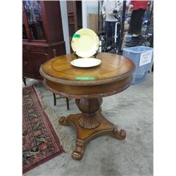 Inlaid carved drum table