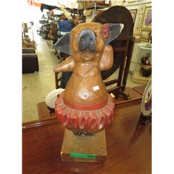 Carved wood Dancing Pig statue
