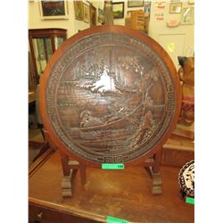 Vintage carved walnut tilt top table - ca 1920
