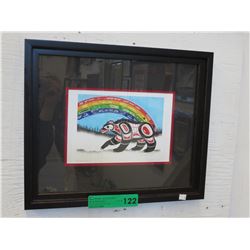 Framed Richard Shorty print "Rainbow Bear"