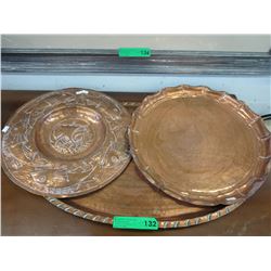 3 Copper trays - Circa 1930's