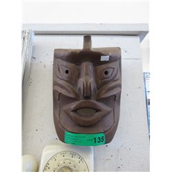 Carved wood wall mask