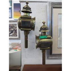 Vintage brass coach lamps - ca 1900