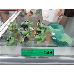6 Piece Frog band figurines & Swedish voitive holders