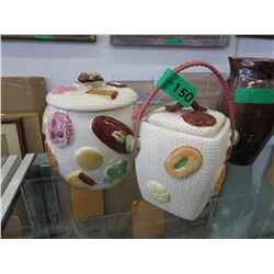 2 Glazed ceramic cookie jars